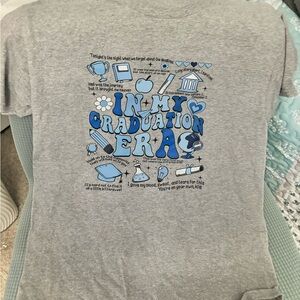Gray and Blue  short  Sleeve Graphic Tee
